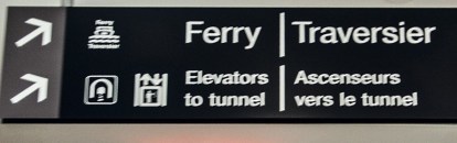 Ferry/elevator sign.