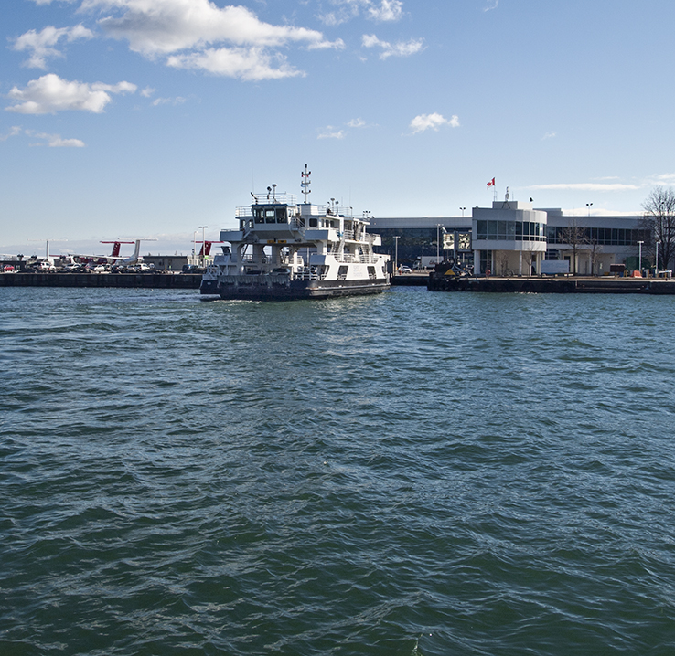 Ferry arriving at airport.