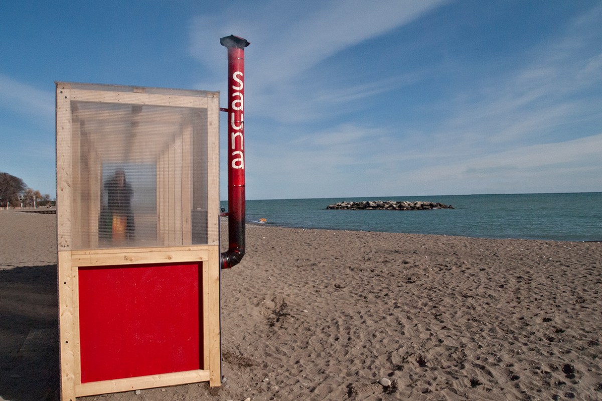 Someone in the beach sauna.