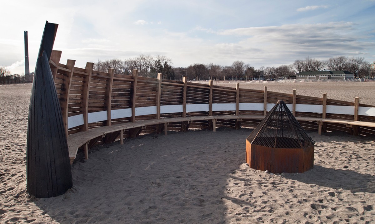 Curved bench of Fire Place.