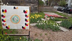 Heart garden with sign