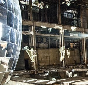 Hearn interior with mirror ball.