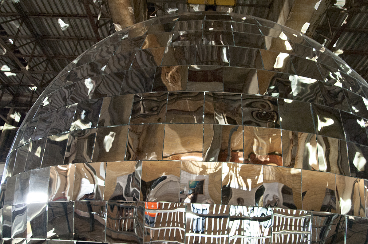 Mirror ball reflections.