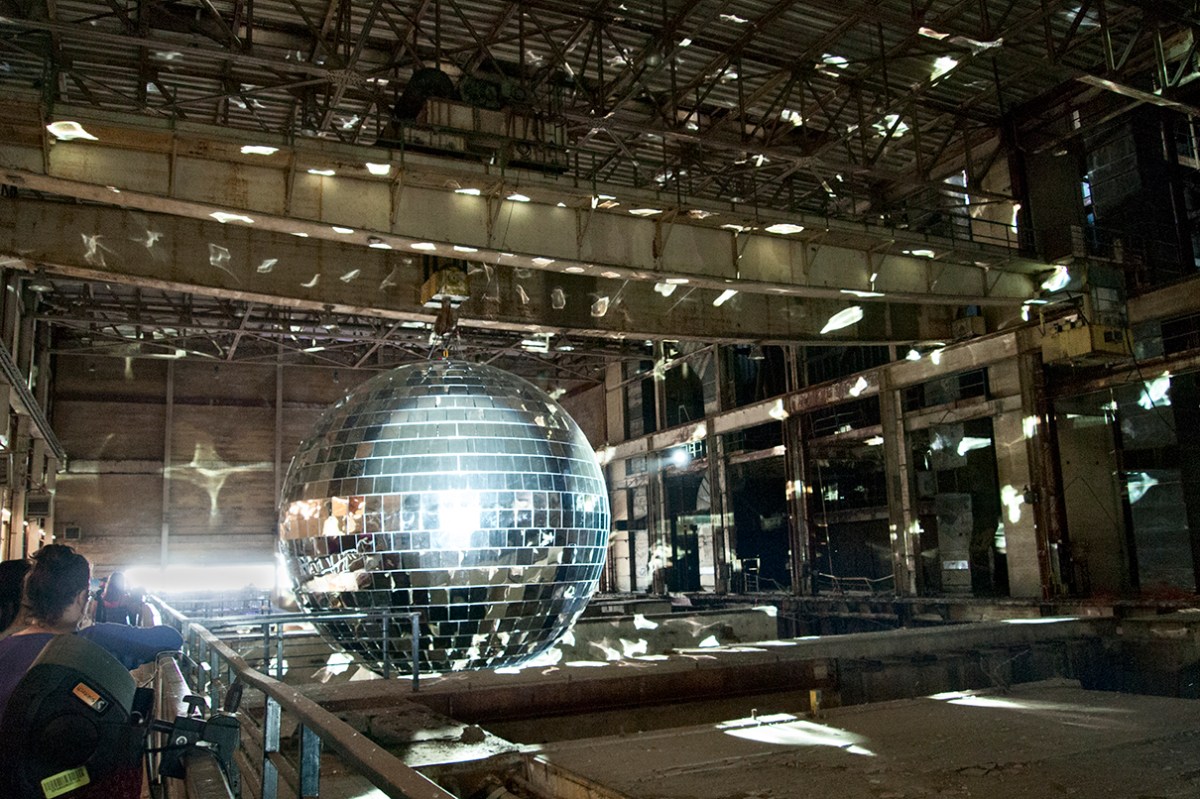 Mirror ball inside the Hearn.