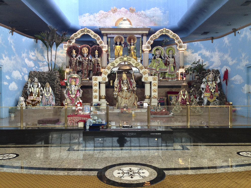 Hindu shrine with neon.