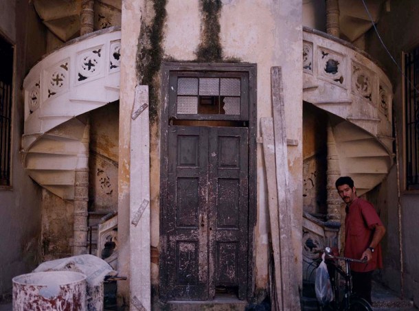 Havana inner courtyard with spiral staircase.