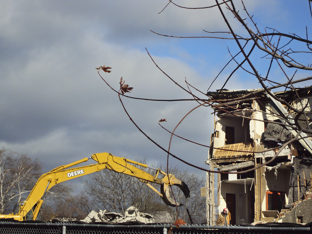 Briar Hill school and bulldozer.