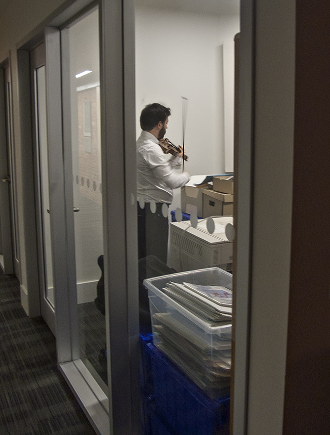 Schwebel rehearsing.