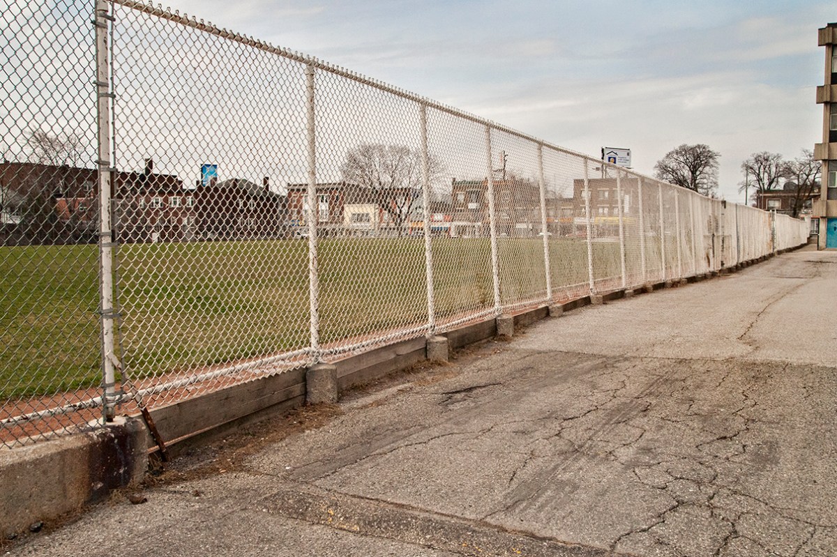 Athletic fence, looking toward St Clair W.