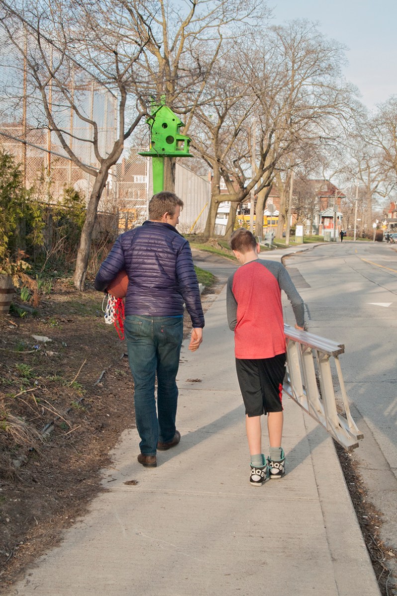 Annual spring trek to basketball court.