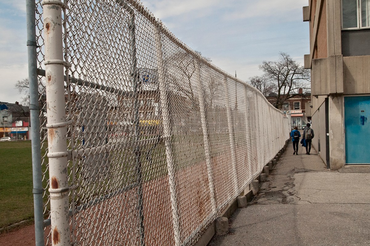 Walkway along the field, facing N.