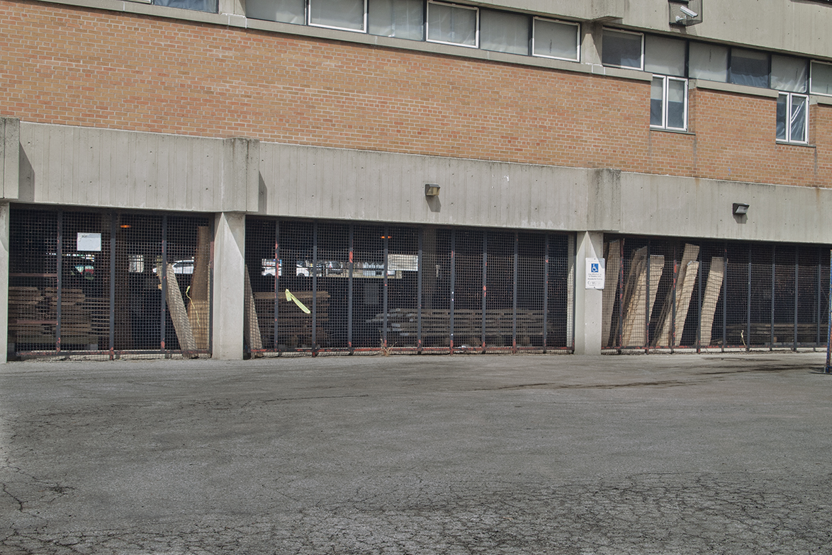 Underground garage storing wood.