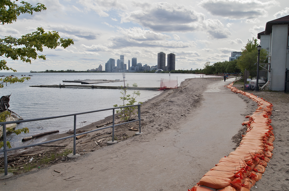 Sandbags at Sunnyside beach.