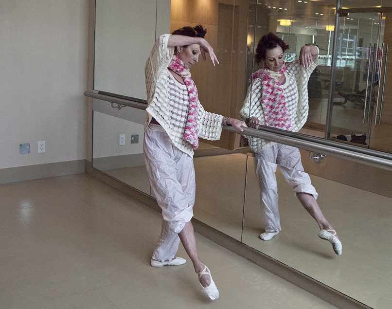 At the barre - toe point.