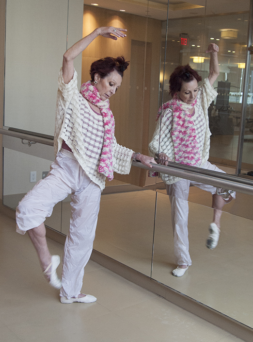 At the barre - raising leg.