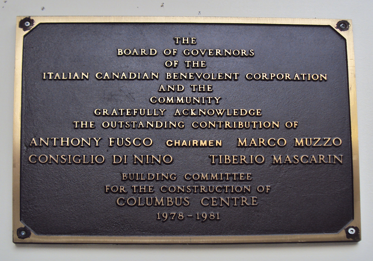 Building committee plaque.