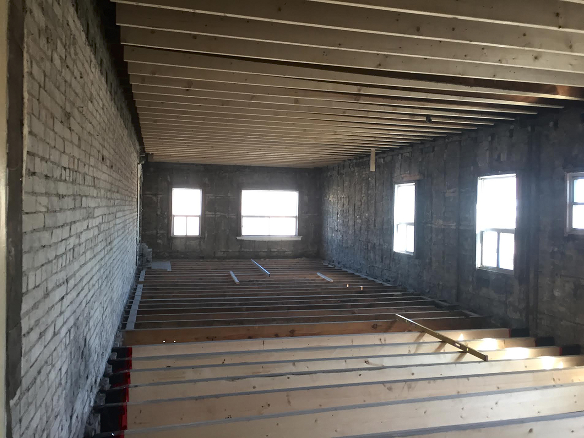 Interior with old windows.