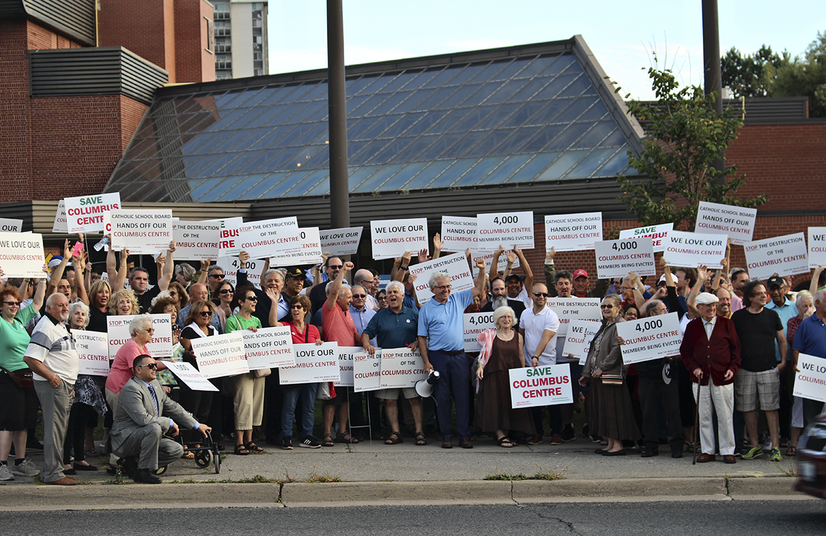 Protest at Columbus Centre.
