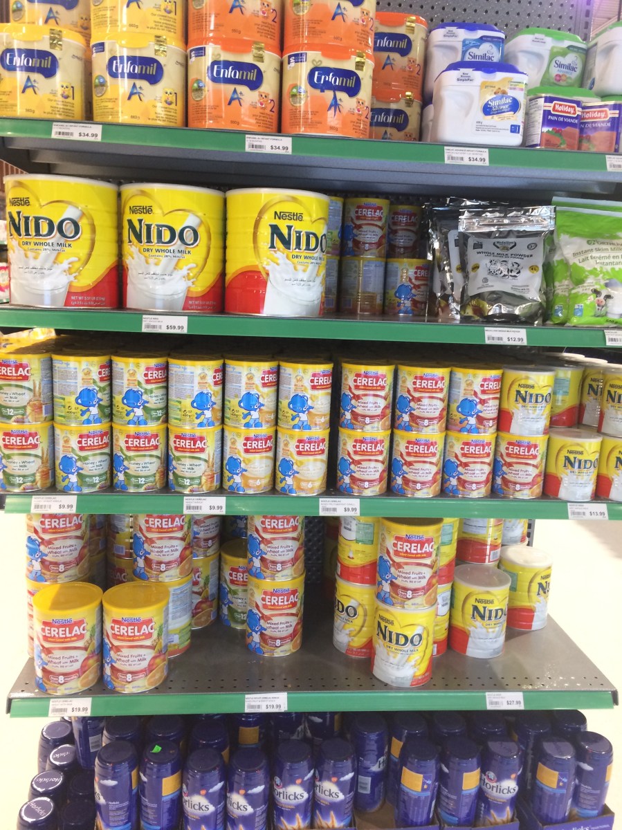 Baby formula display.