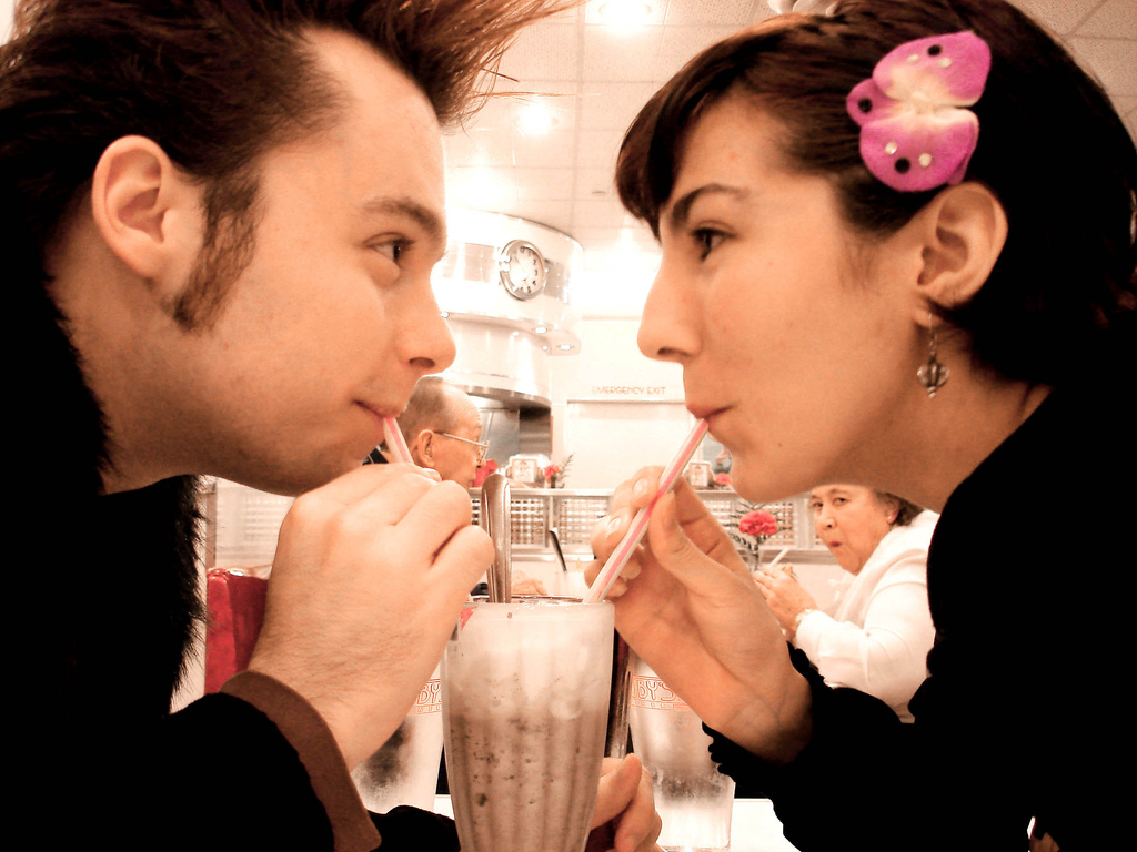 Young love at the malt shop.