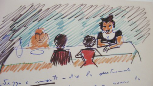 At Table Cartoon by Fellini.