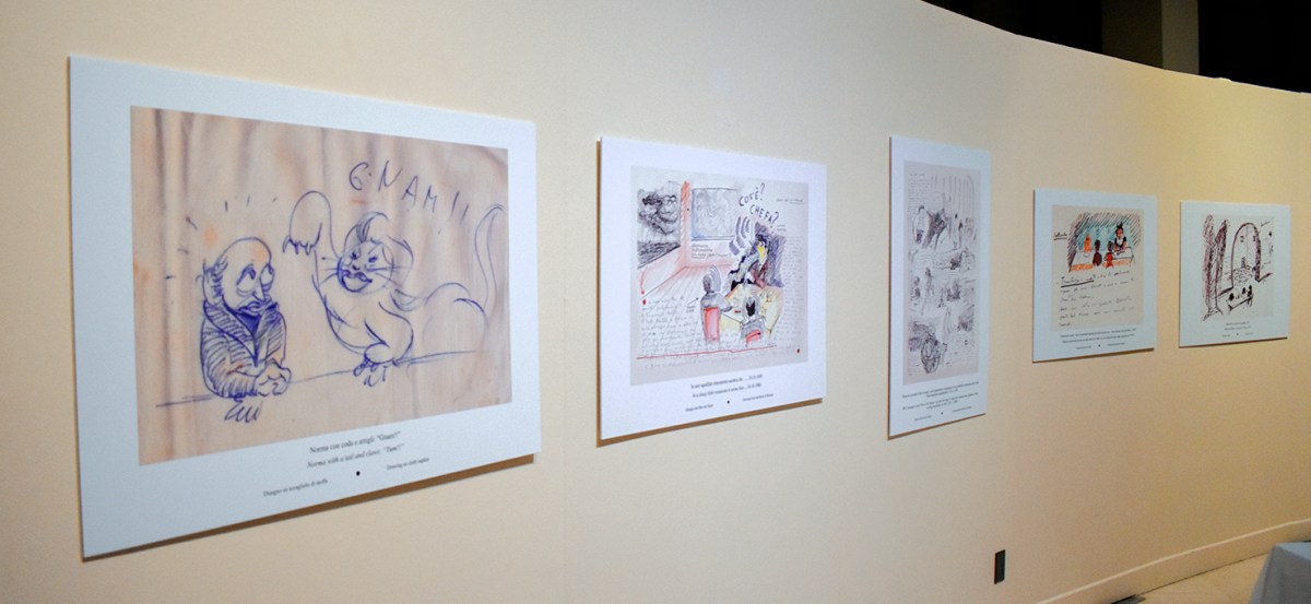 Prints on the gallery wall.